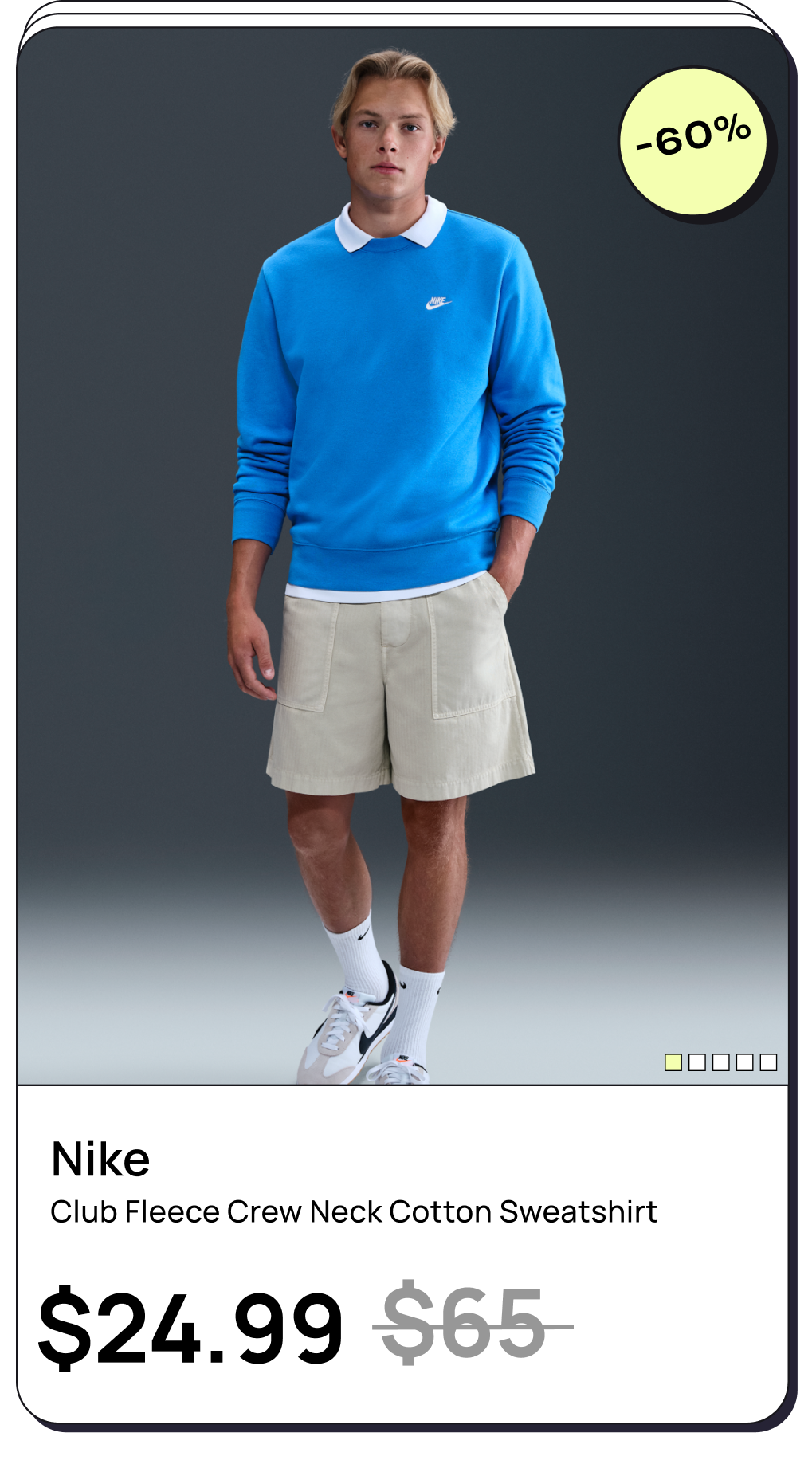 Nike Club Fleece Crew Neck Cotton Sweatshirt, 60% off
