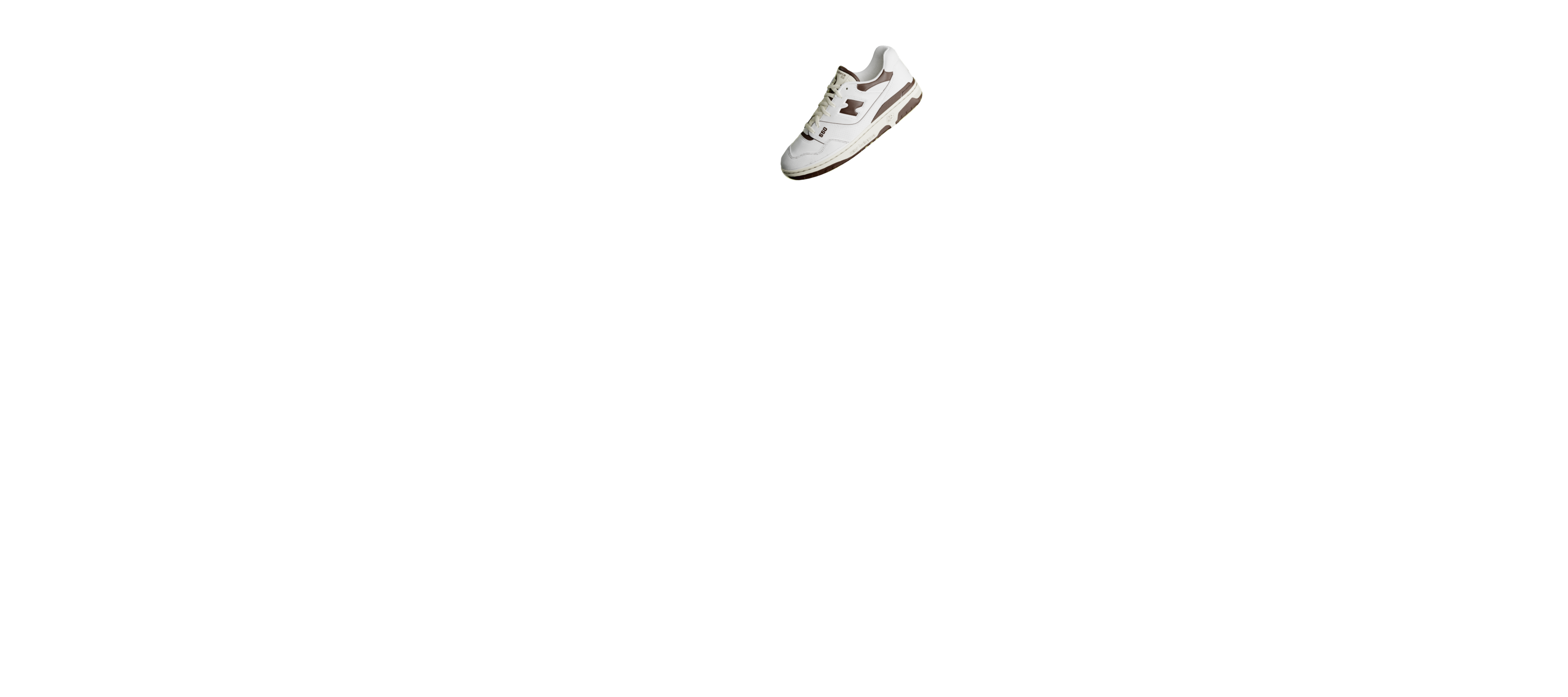 White and brown New Balance sneaker